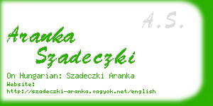 aranka szadeczki business card